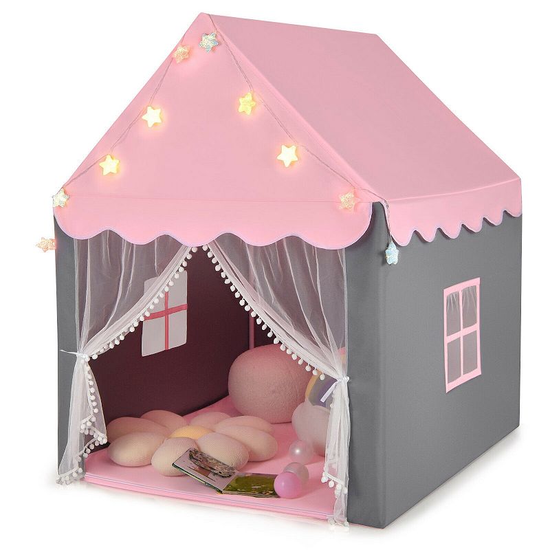 Kids Playhouse Tent with Star Lights and Mat