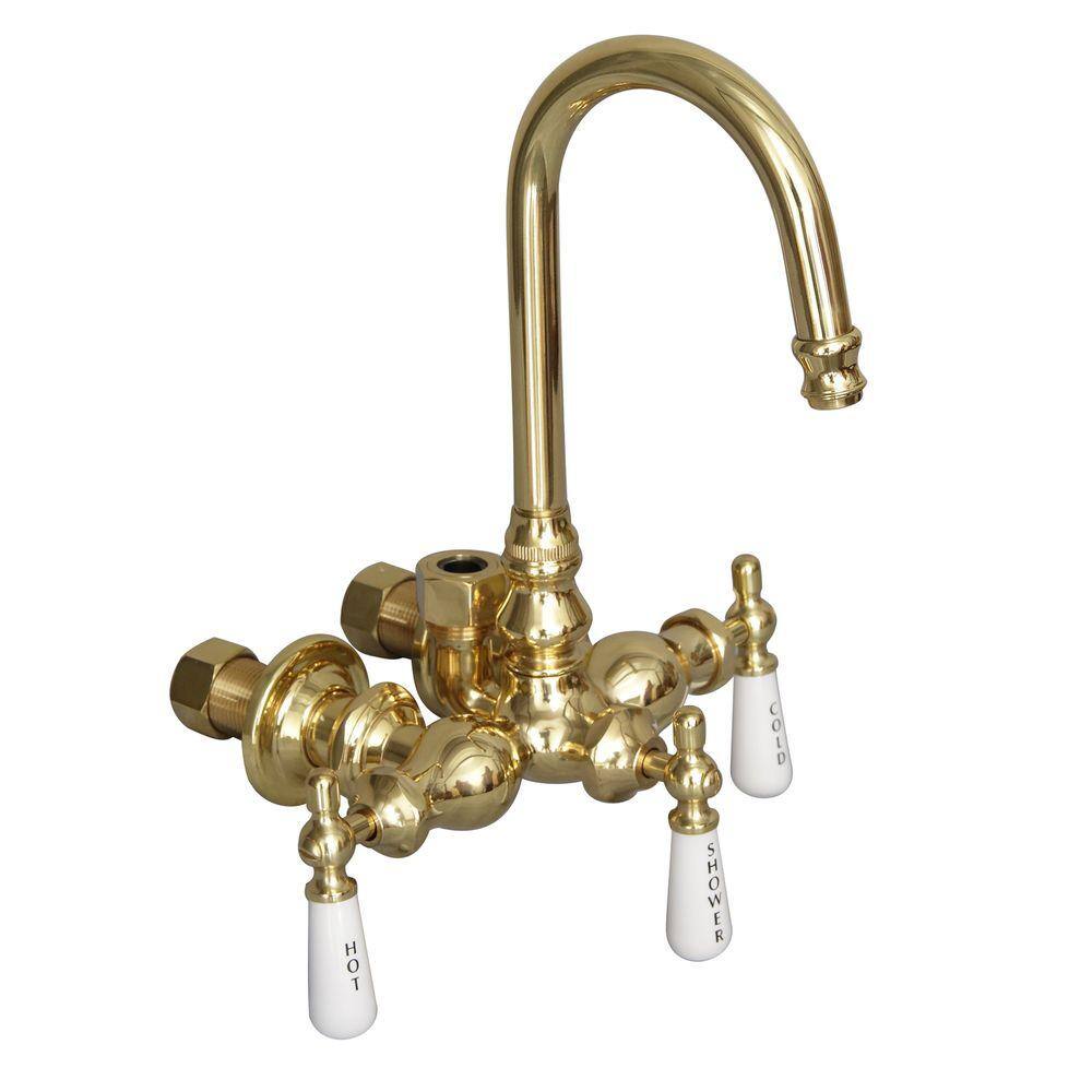 Pegasus 3-Handle Claw Foot Tub Faucet without Hand Shower for Acrylic Tub in Polished Brass 4000-PL-PB