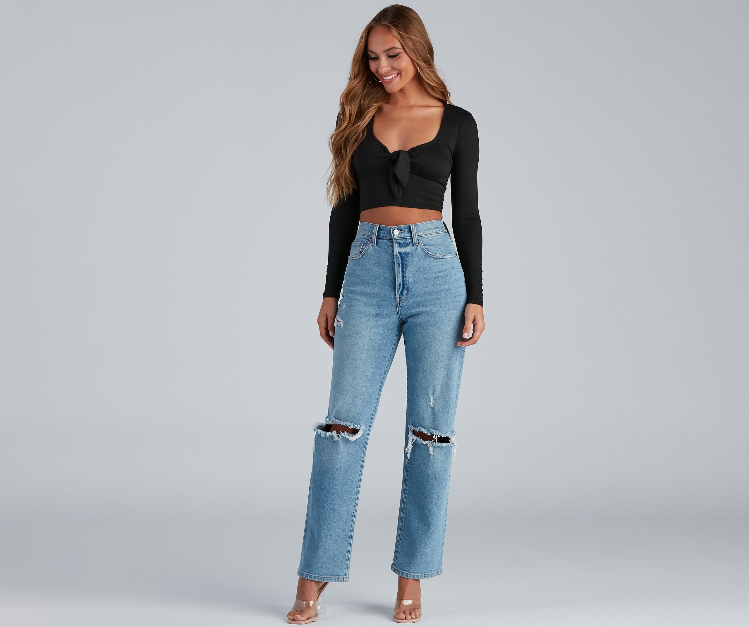 Love You Knot Tie-Front Crop Top