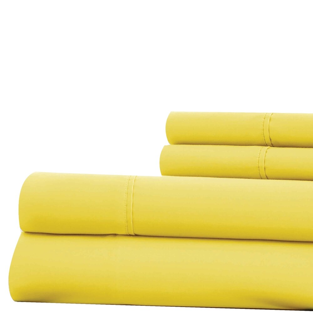 Bezons 4 Piece King Size Microfiber Sheet Set with 1800 Thread Count  Yellow