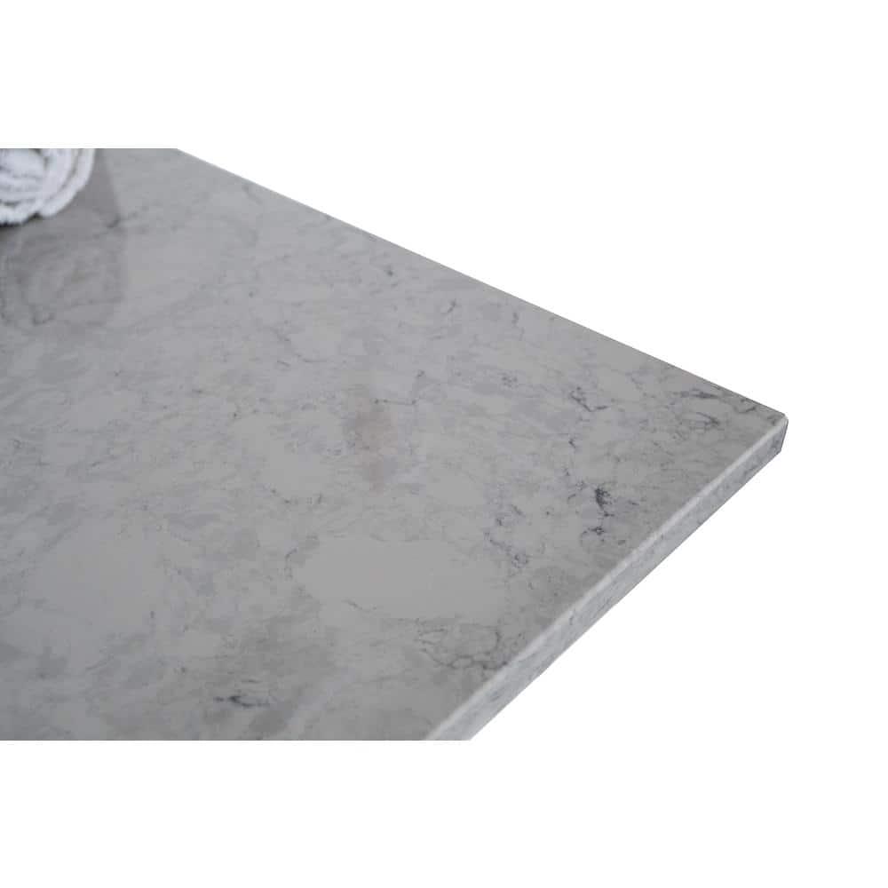 VANITYFUS 43 in W x 22 in D Engineered Stone Bathroom Vanity Top in Carrara Gray with Ceramic Single Sink and Backsplash