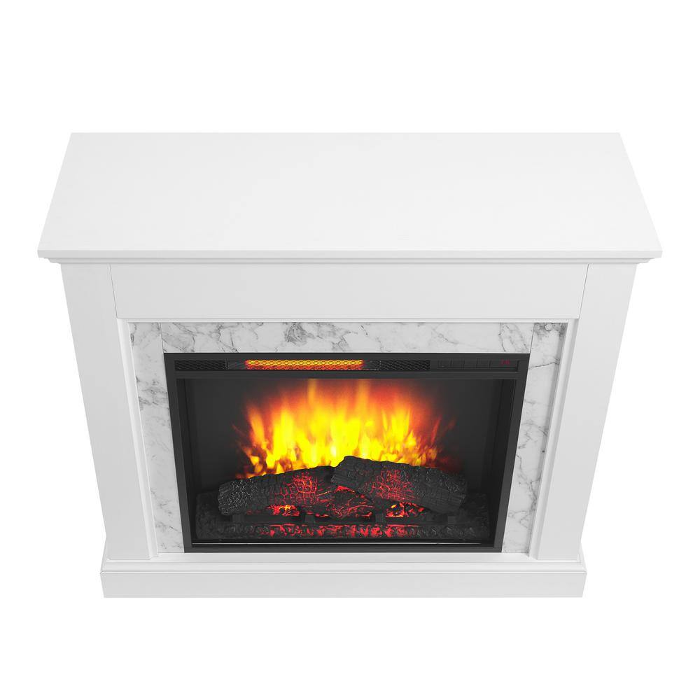 Home Decorators Collection Northglenn 36 in. Freestanding Faux Marble Surround Electric Fireplace in White Oak 1418FM-23-251