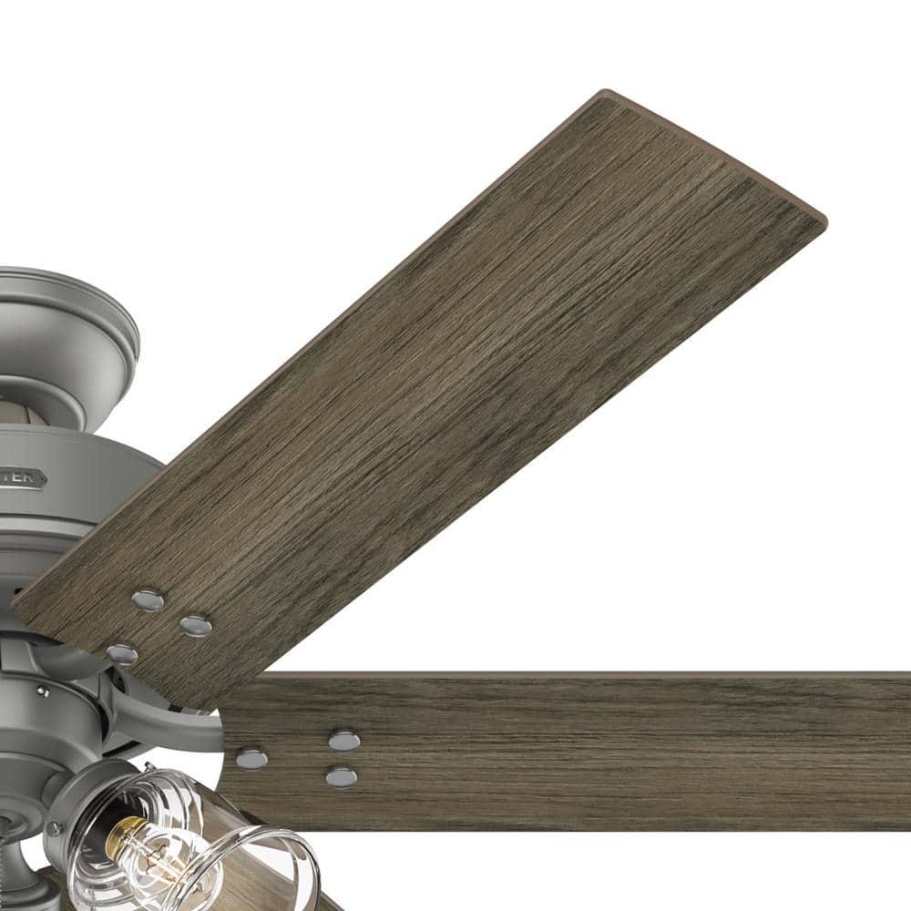 Hunter Hilmouth 52 in Indoor Matte Silver Ceiling Fan with Light