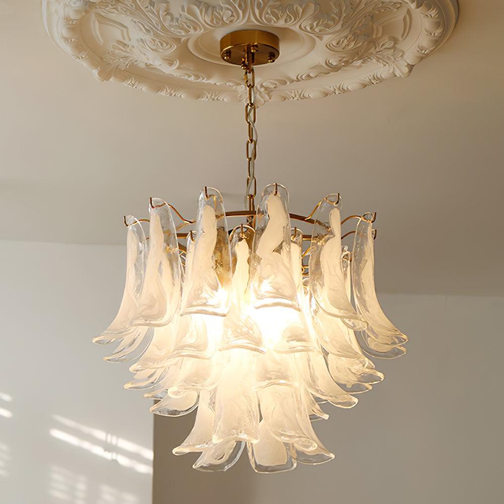 Glass Leaf Cascade Chandelier