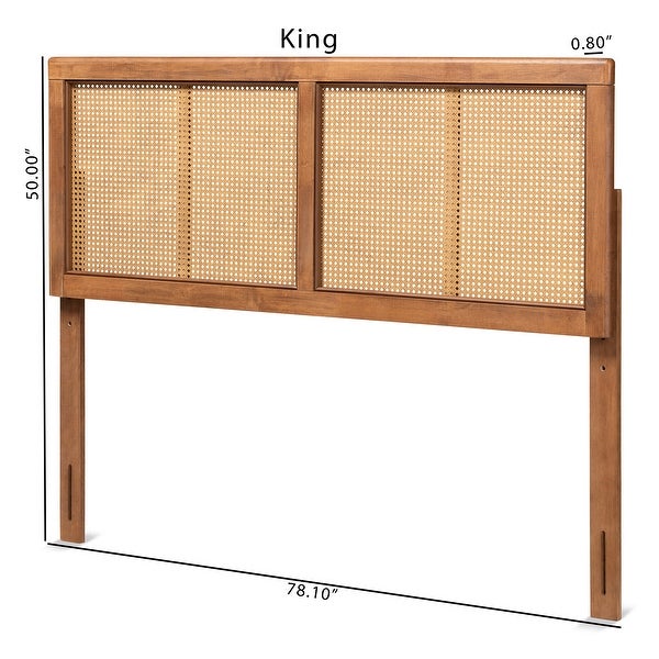 Gilbert Ash Walnut Wood and Synthetic Rattan Headboard - - 32969778