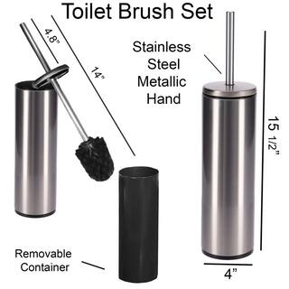 Freestanding Round Stainless-Steel Toilet Brush and Holder Set Chrome 6646102