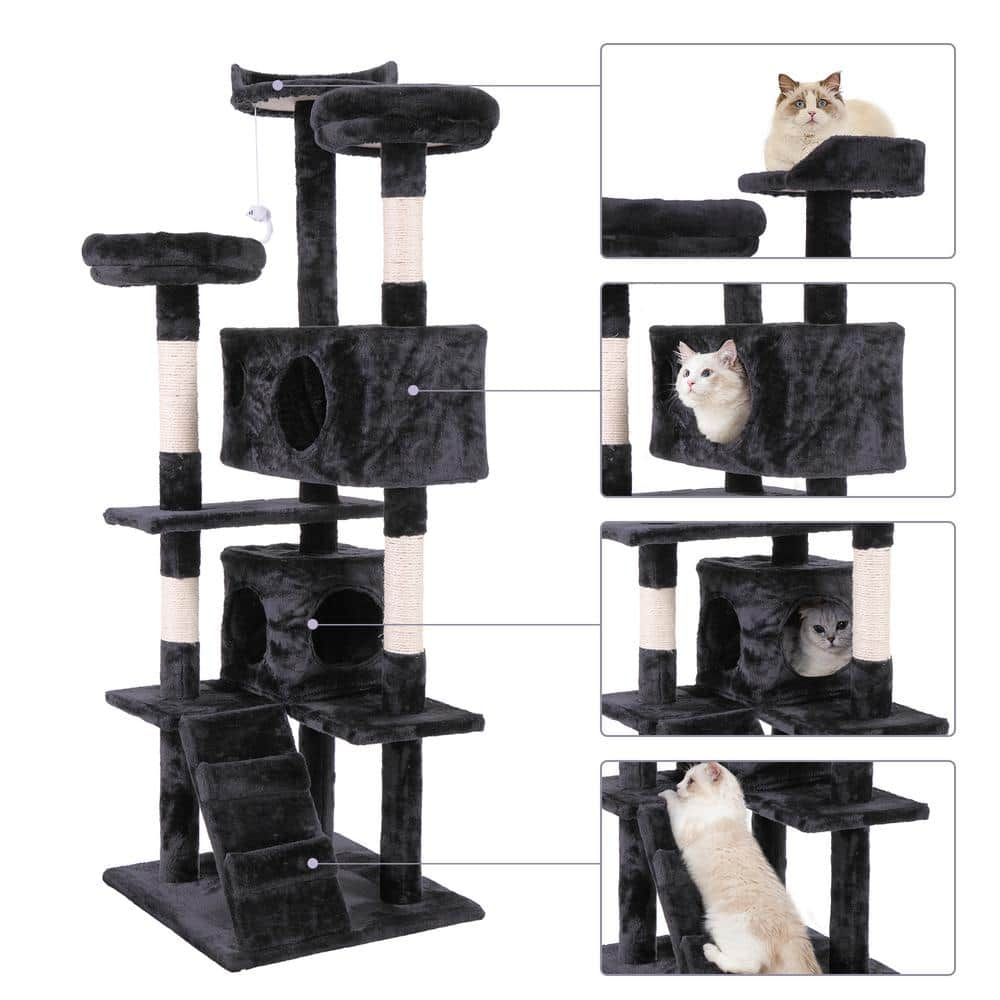 COZIWOW 60 in. Cat Tree Tower with Hanging Toy CW12S0210