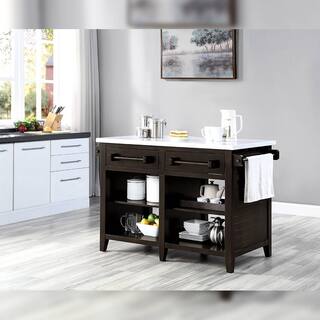 Acme Furniture Darwid Marble Top  Espresso Finish Kitchen Islands AC00306