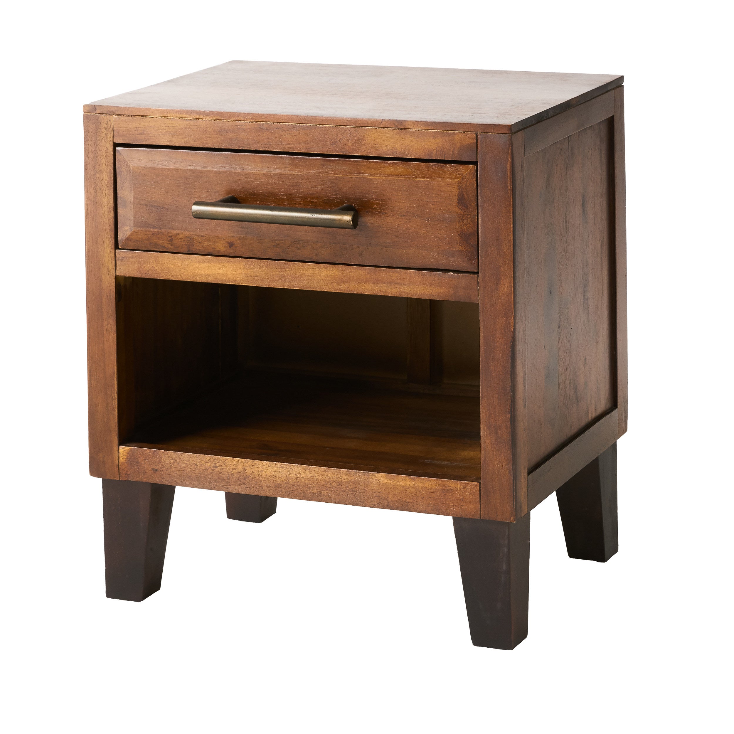 Glendora Brown Mahogany Solid Wood Single Drawer End Table Nightstand