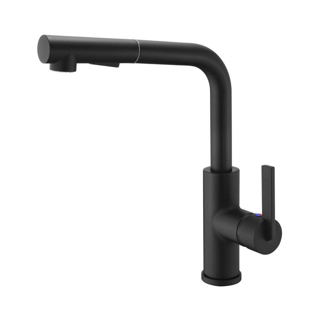 Ultra Faucets Hena Single-Handle Pull-Out Sprayer Kitchen Faucet with Accessories in Rust and Spot Resist in Matte Black UF13707