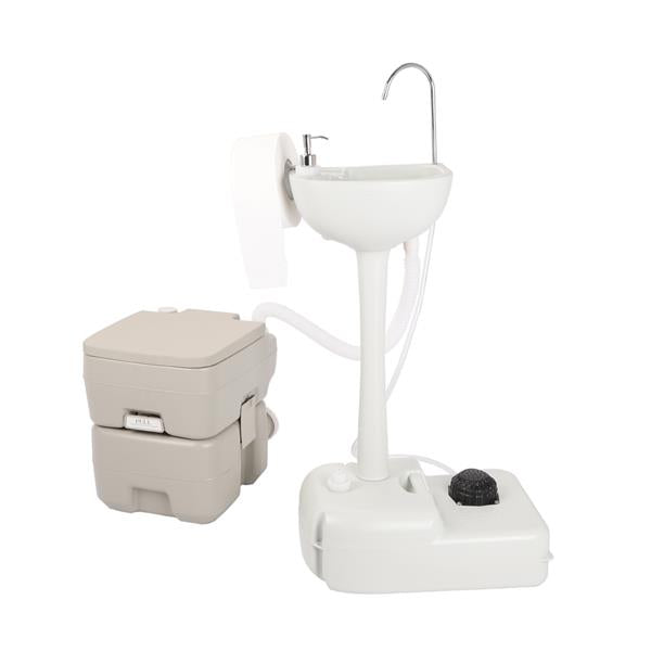 Miekor Portable Sink & Toilet Combo,5Gal Hand Washing Station & 5.3 Gal Flushing Toilet