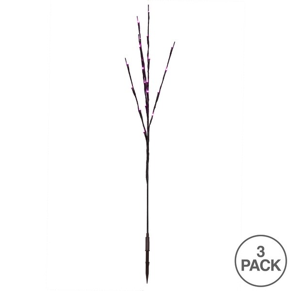 Vickerman 60 Pink LED Twig Light Set on Brown Wire，Pack of 3