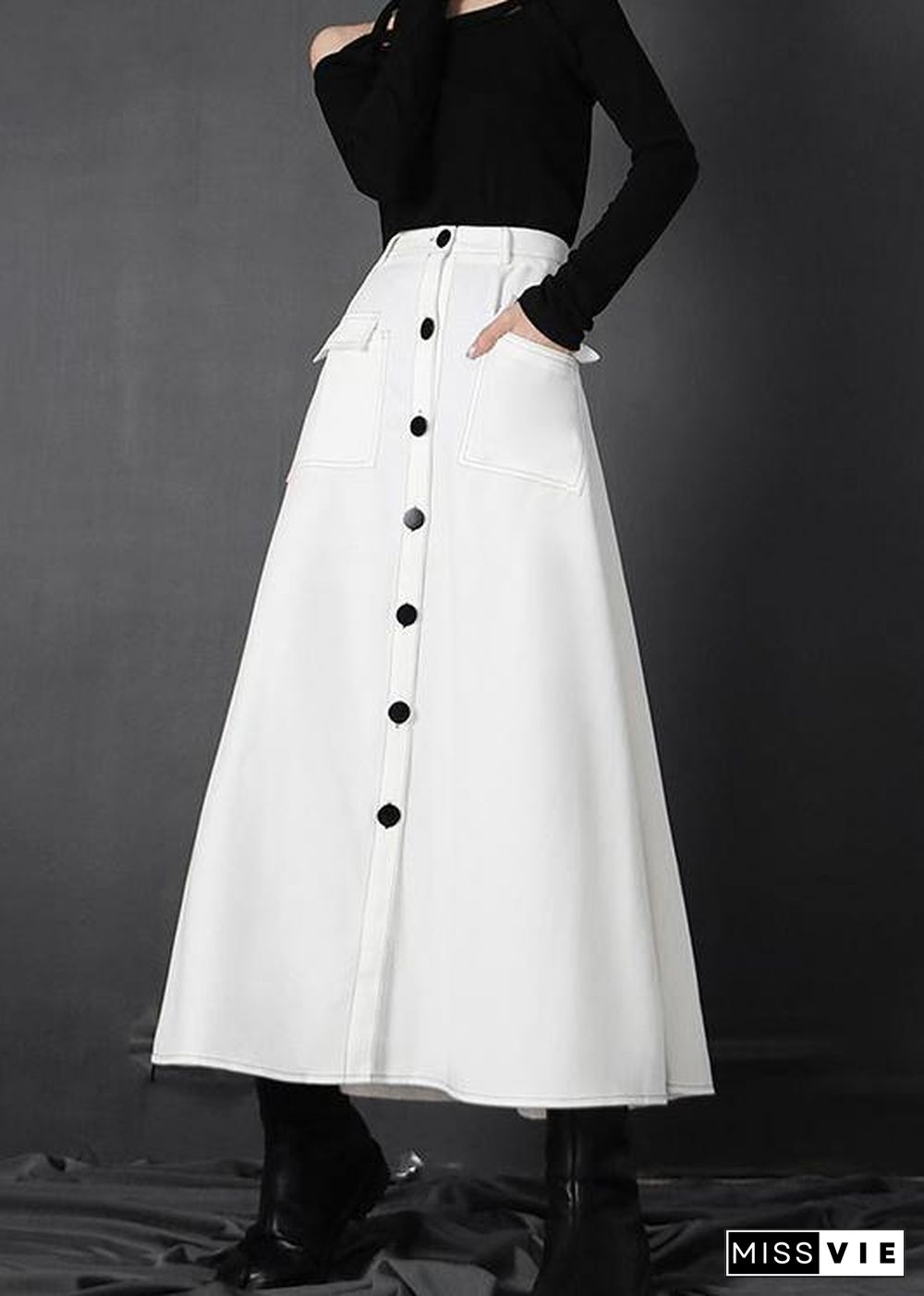 Chic White zippered A Line Skirts Summer