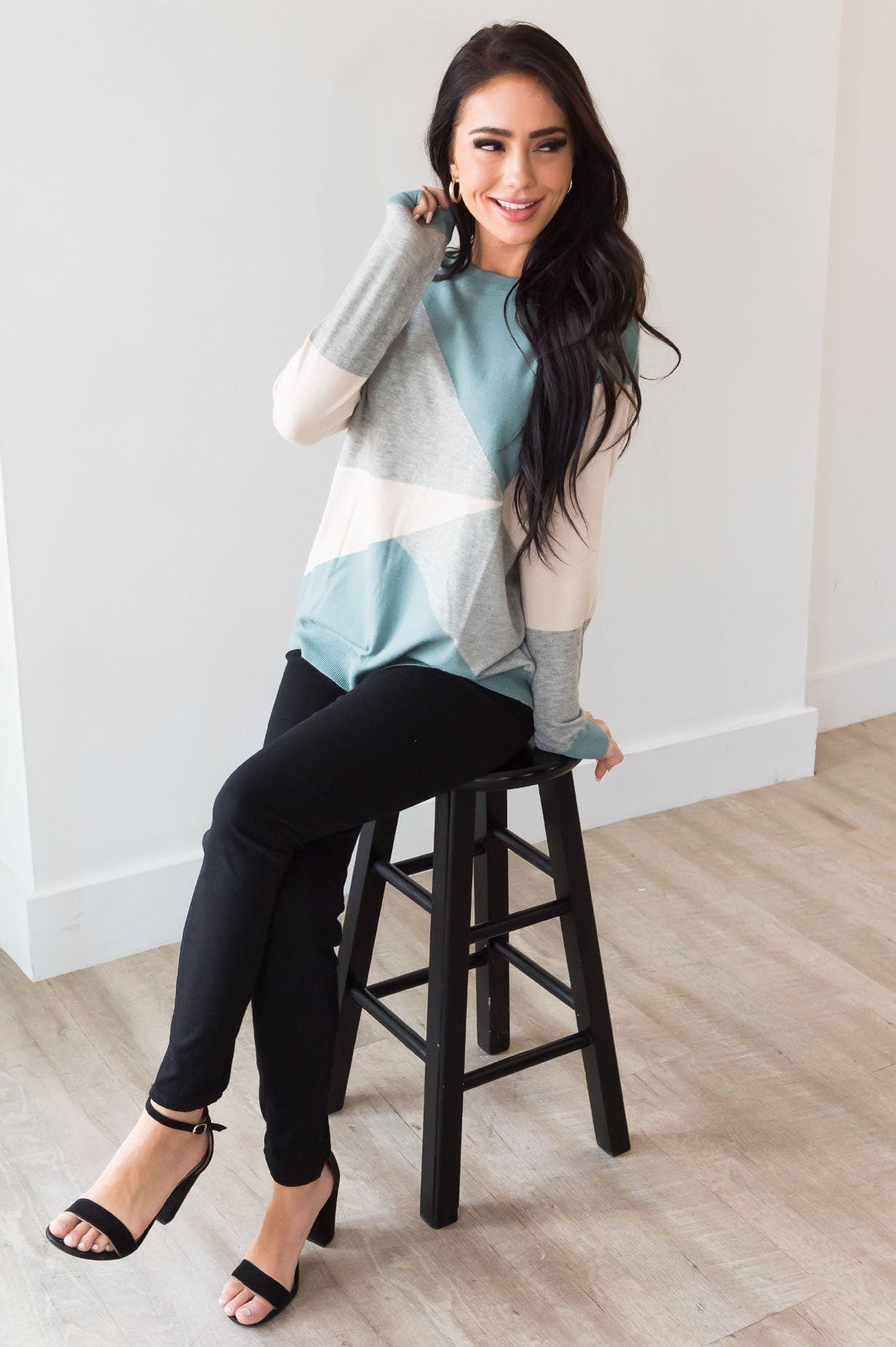 Got Your Back Geometric Block Sweater