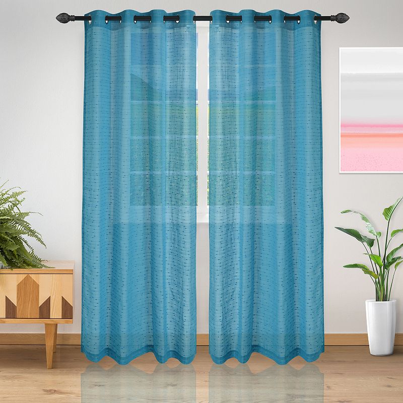 Superior Set of 2 Meteorite Sheer Window Curtain Panels