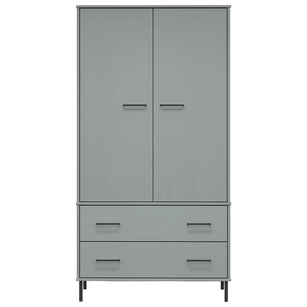 vidaXL Solid Wood Pine Wardrobe with Metal Legs OSLO Armoire Multi Colors - 35.4