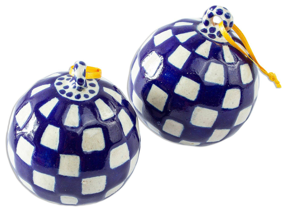 Novica Ceramic Ornaments Talavera Check (Pair)   Asian   Christmas Ornaments   by NOVICA  Houzz