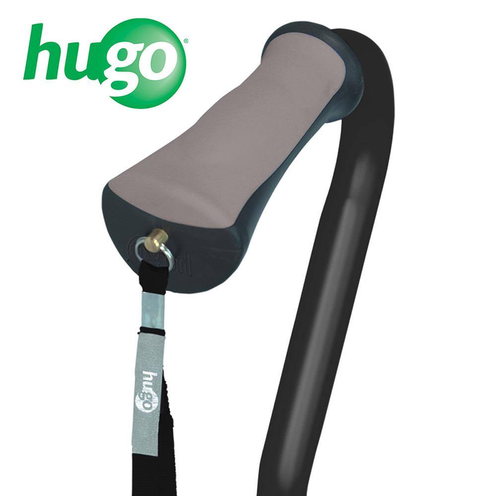 Hugo Mobility Adjustable Quad Cane for Right or Left Hand Use Small Base Ebony 731-850