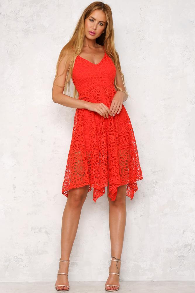 Little Birdy Midi Dress Red