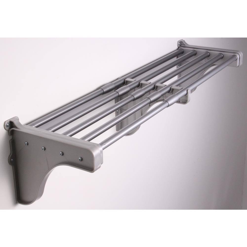 EZ Shelf 12 in. D x 42 in. to 75 in. W x 10.5 in. H Expandable Silver Steel Tubes with 2 End Brackets Shelf Only Closet System EZS-S72S-1-2