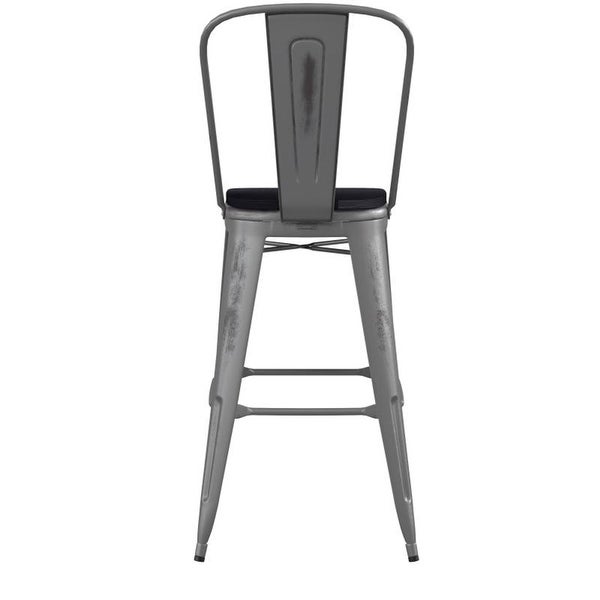 Flash Furniture Lincoln 30'' Barstool with Back and Black Wood Seat - 17.75