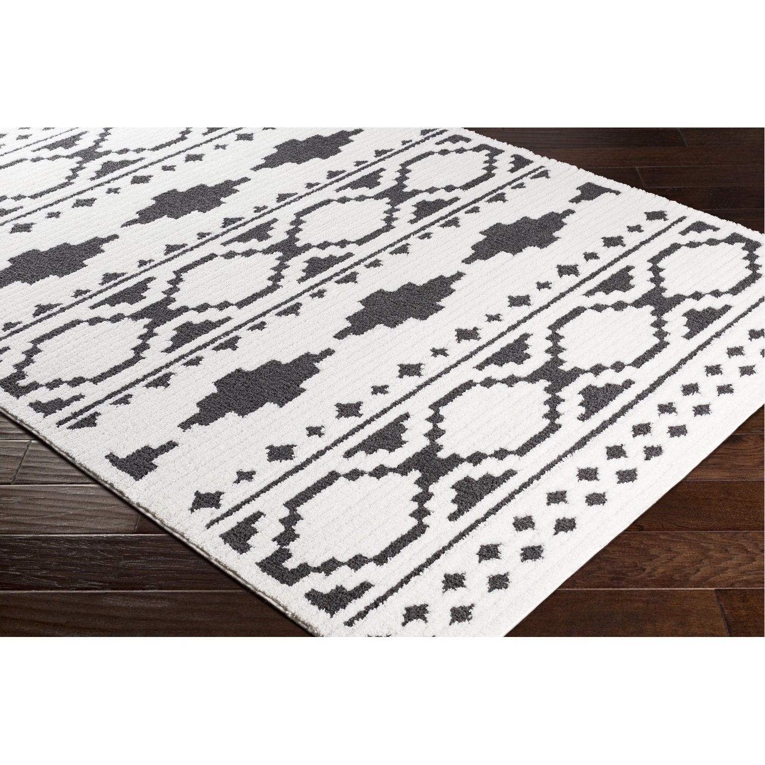 Moroccan Shag Rug in White & Black