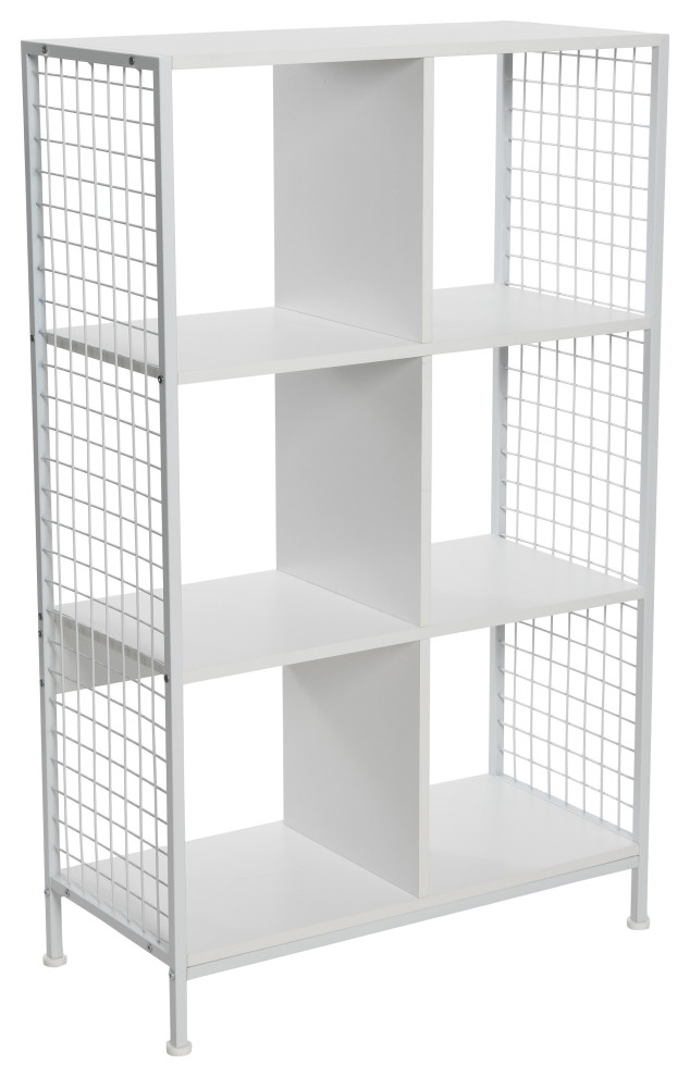 Trellis Open Storage Bookshelf  6 Cube Scandinavian White  White Metal   Contemporary   Bookcases   by Household Essentials  Houzz