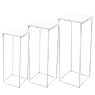 YIYIBYUS 24 in. x 26 in. x 28 in. Tall IndoorOutdoor White Metal Flower Pot Plant Stand (Set of 3) OT-ZJGJ-5172