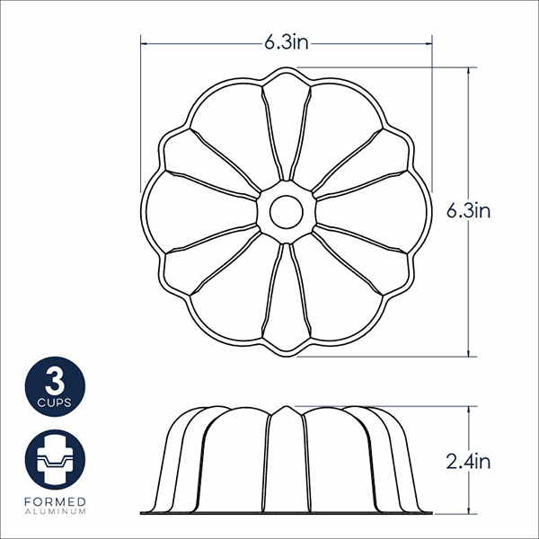 Nordic Ware Red 3 Cup Formed Bundt Pan