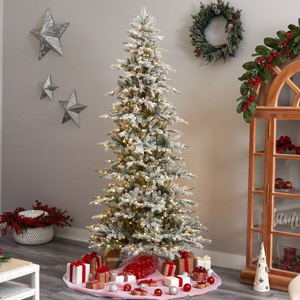 8.5' Slim Flocked Nova Scotia Spruce Christmas Tree