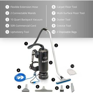 Prolux 10 Qt. Commercial Backpack Vacuum Cleaner with 2-Year Warranty 19pl10qt