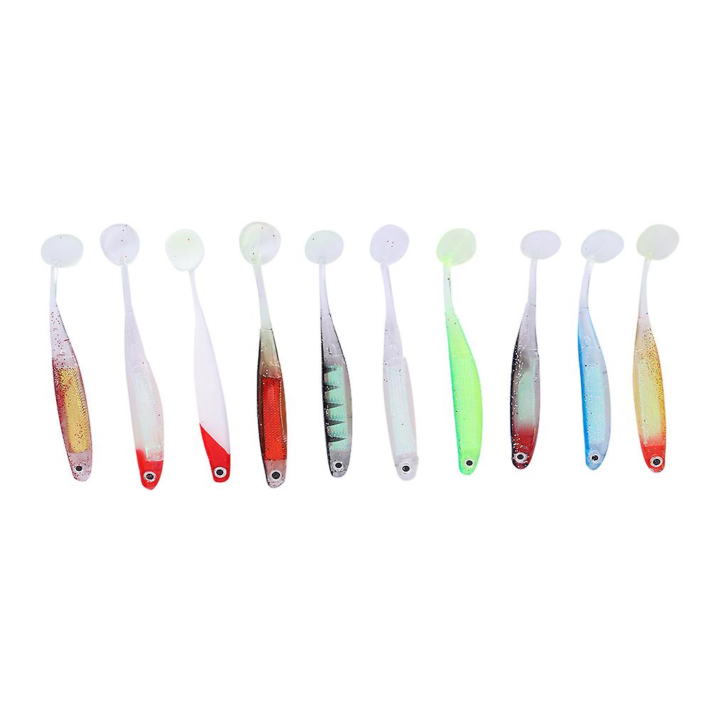 10pcs 10.5cm/5g Pvc Soft Fishing Lures Colorful 3d T Tail Baits Fisher Tackle Accessory