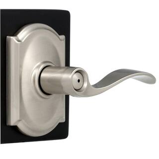 Schlage Accent Satin Nickel Privacy BedBath Door Handle with Camelot Trim F40 V ACC 619 CAM