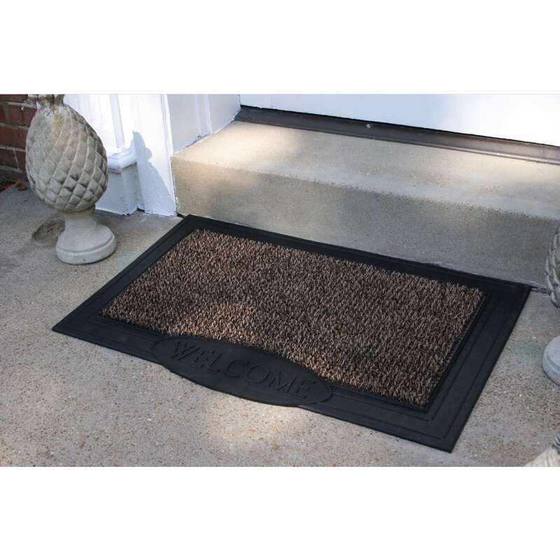 GrassWorx 36 in. L X 24 in. W Black/Brown Welcome Polyethylene Door Mat