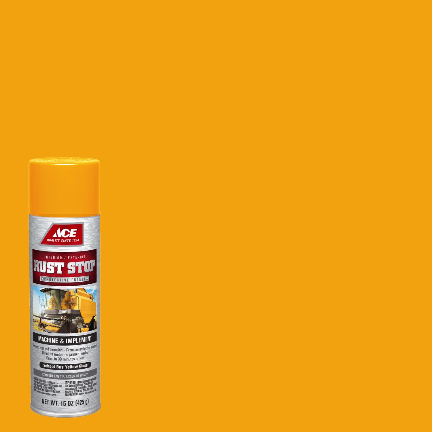 Ace Rust Stop Machine \u0026 Implement Gloss School Bus Yellow Protective Enamel Spray Paint 15 oz