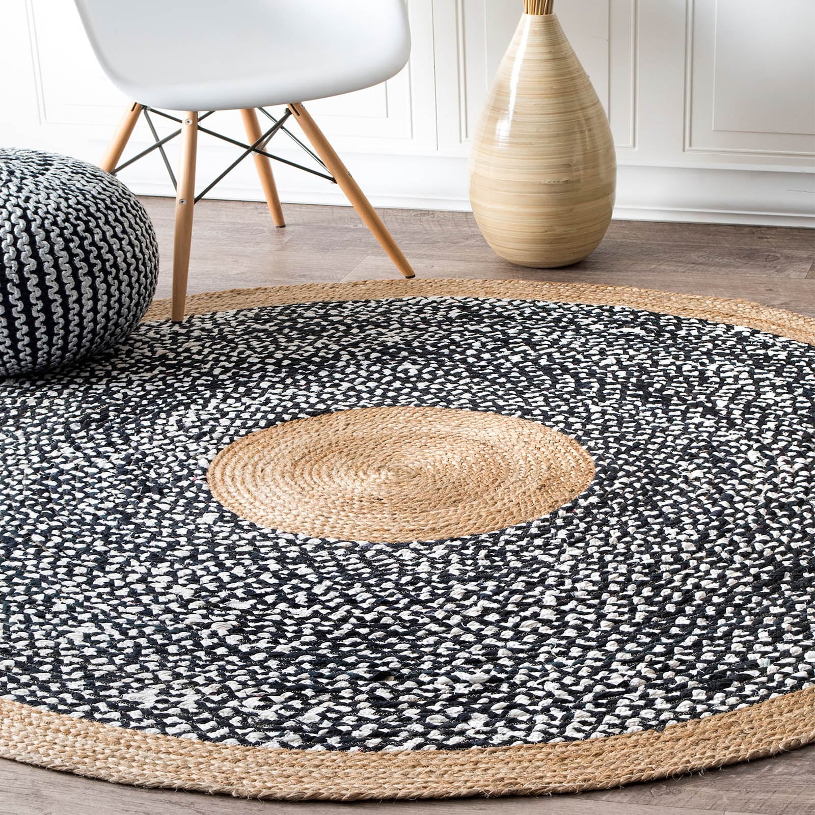 D150 Cm Braided Round Handmade Wool Rug Jh-2350-L