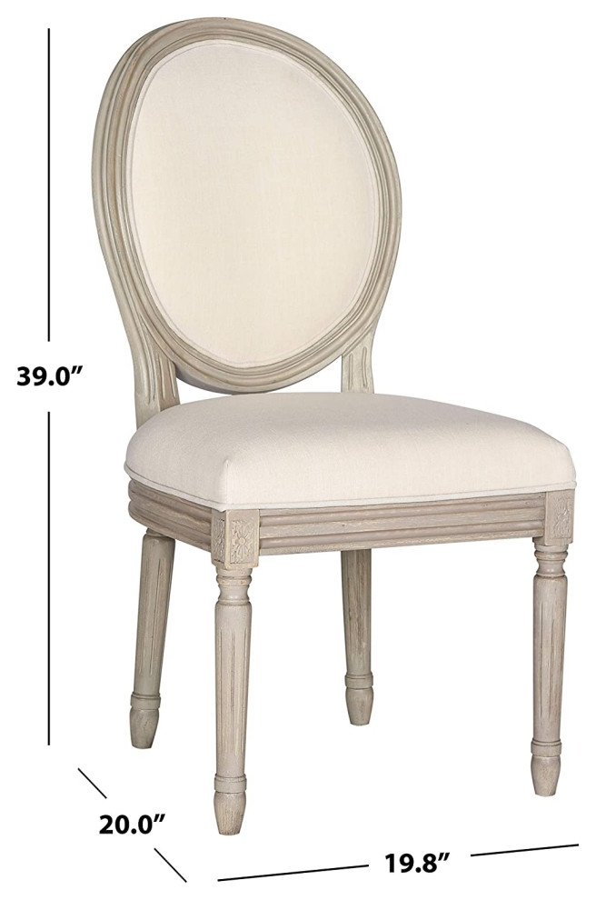 Set of 2 Dining Chair  Padded Polyester Seat With Rounded Back  Light Beige   French Country   Dining Chairs   by Declusia  Houzz