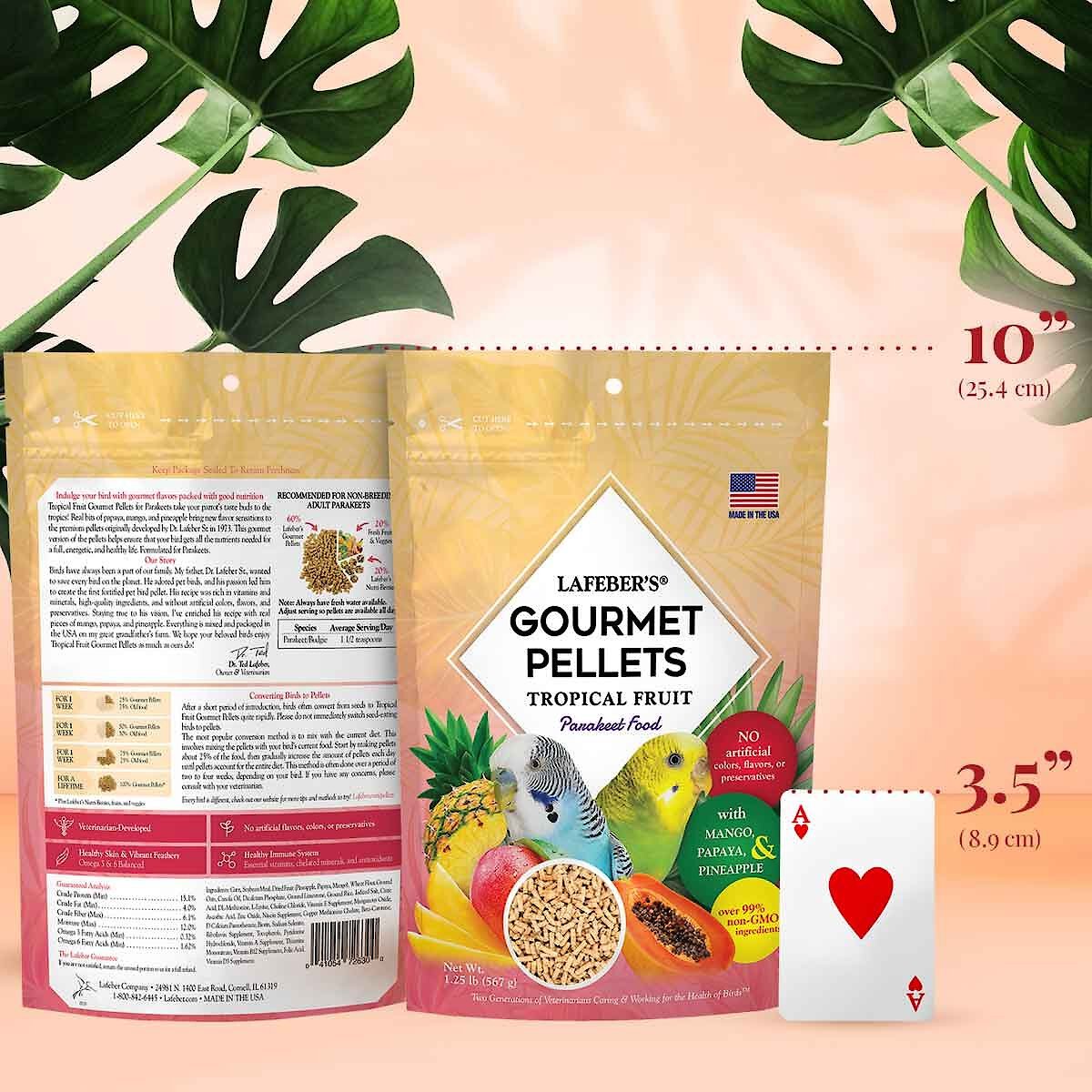 Lafeber Tropical Fruit Gourmet Pellets Parakeet Bird Food