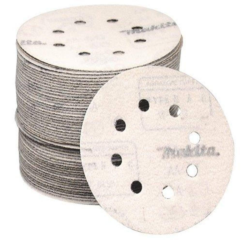 Makita 5 in. #180-Grit Hook and Loop (50-Pack) for use with Hook and Loop Orbital Sanders 794521-9-50