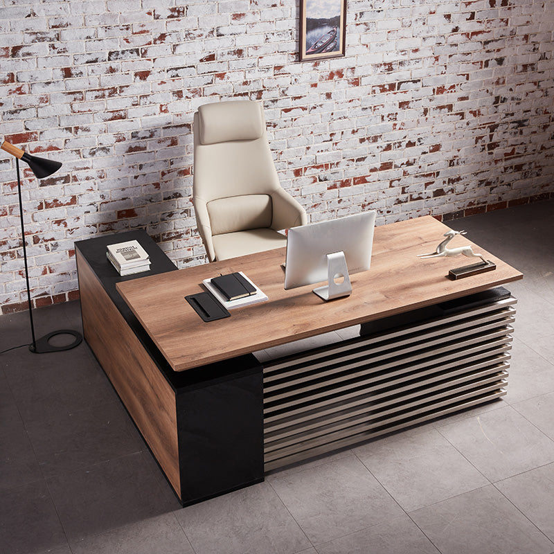 PHOENIX Executive Desk with Right Return 1.8M - Warm Oak & Black