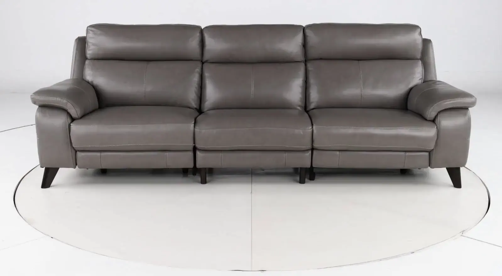 Venice Gray Leather-Match Dual Power Reclining Sofa