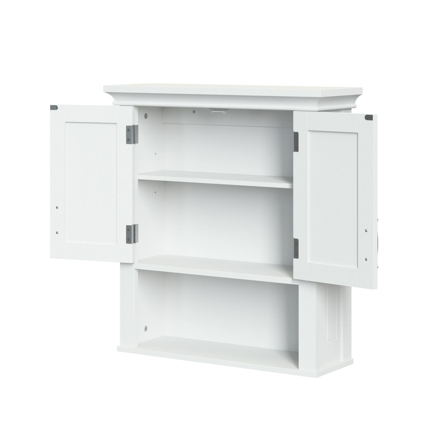 RiverRidge Home Somerset Collection 2-Door Bathroom Storage Wall Cabinet with 1 Open Shelf and 2 Interior Shelves， White