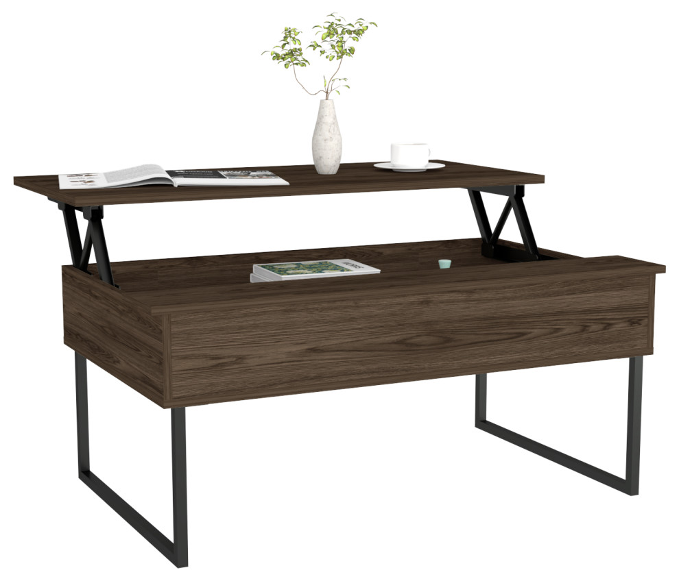 Lift Top Coffee Table Cessarr Two Legs   Dark Walnut   Industrial   Coffee Tables   by We Have Furniture  Houzz