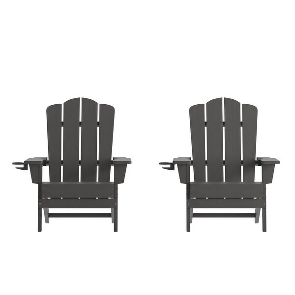 Set of 2 Commercial AllWeather Adirondack Chairs with Cupholders