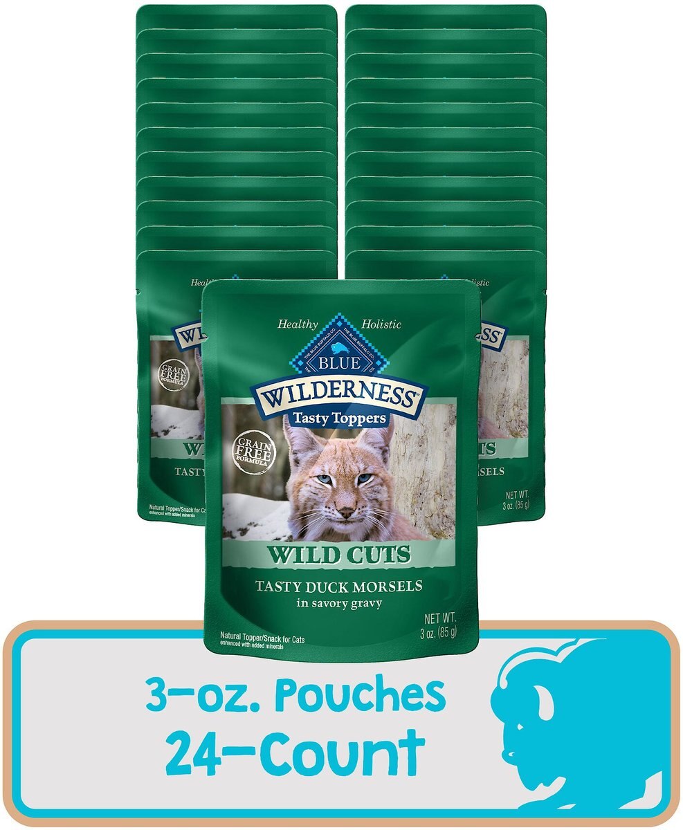 Blue Buffalo Wilderness Tasty Toppers Wild Cuts Tasty Duck Morsels in Savory Gravy Grain-Free Cat Food Topper