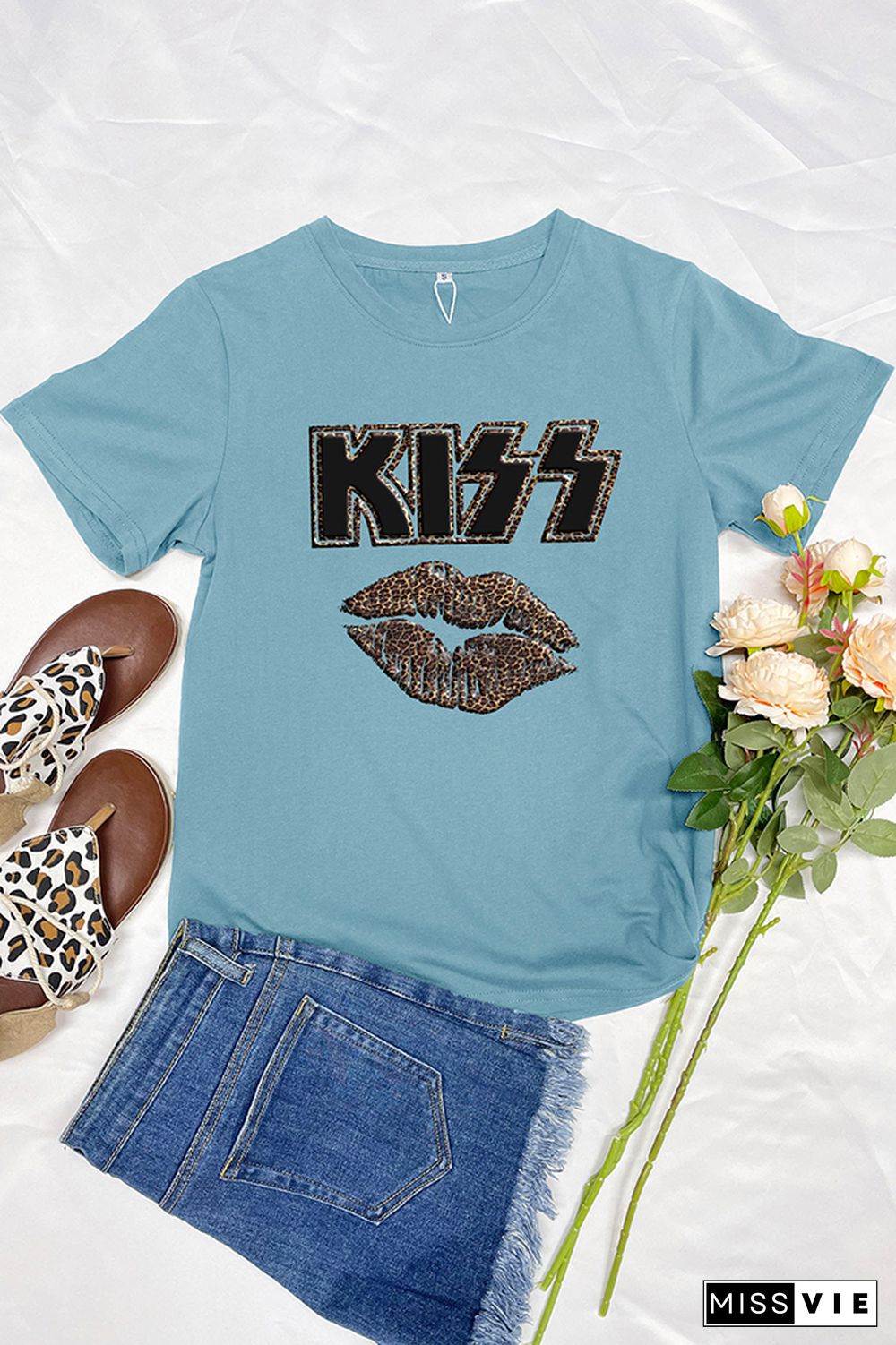 Rock Bands Kiss Lip Short Sleeve Graphic Tee Wholesale