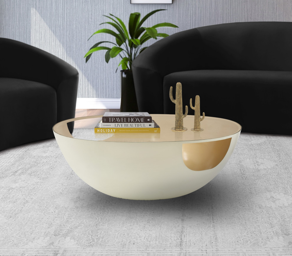 Doma Cream / Gold Coffee Table   Contemporary   Coffee Tables   by Meridian Furniture  Houzz