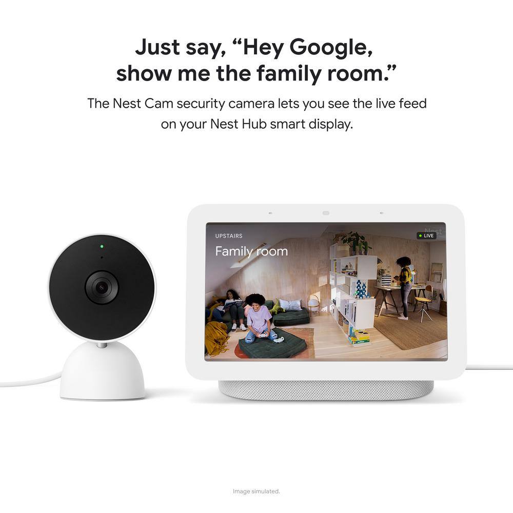 Google Nest Cam - Indoor Wired Smart Home Security Camera - Snow GA01998-US