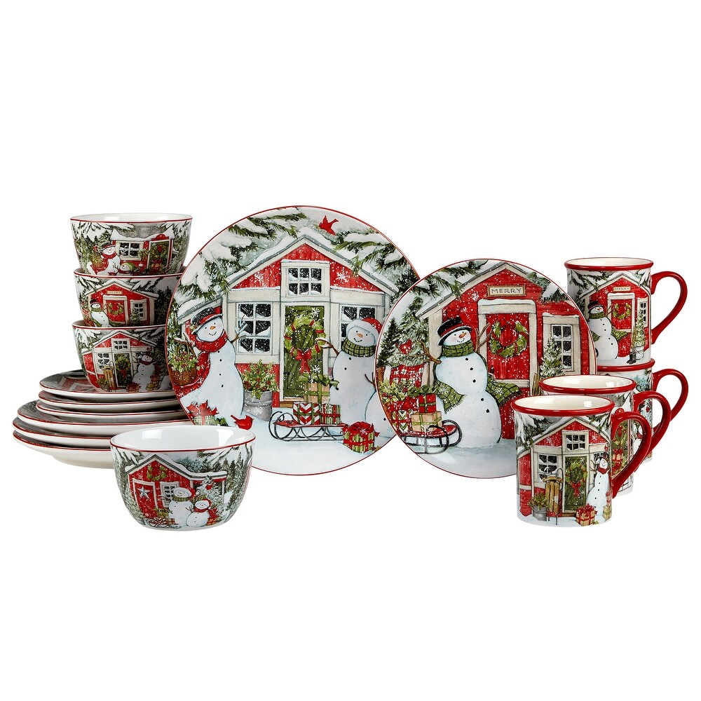 Certified International Snowman's Farmhouse 16 Pc. Dinnerware Set  Service for 4