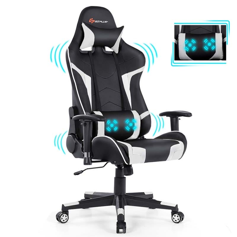 Ergonomic Swivel Massage Gaming Chair Recliner, E-Sport Gamer Racing Chair, Computer Office Chair with Headrest & Lumbar Support